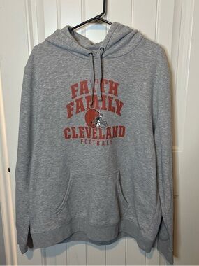 NFL Gray Hoodie with Red Cleveland 'Faith Family' Logo